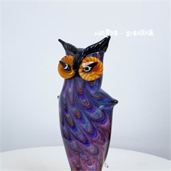 Изумрудная сова из муранского стекла. 10114