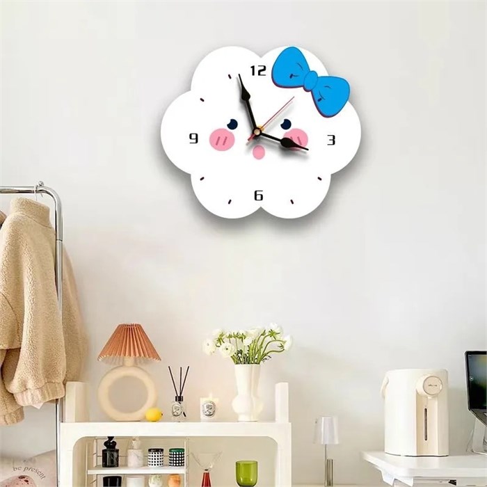 Детские настенные часы Облачко с бантом бесшумные 10159 - Onlainsale HOME