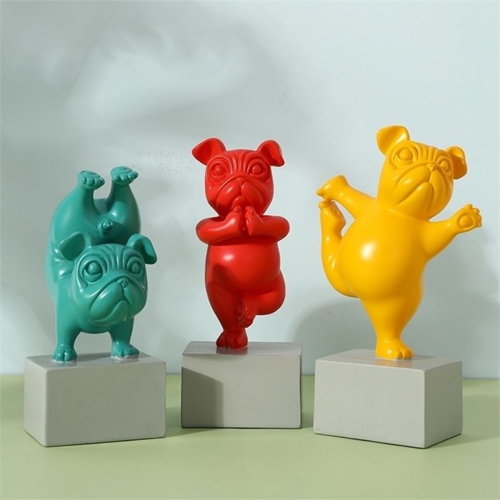 Набор дизайнерских статуэток Pop Art «Йога-Бульдоги» (Yedwo Premium Edition)-желтая 10025 - Onlainsale HOME