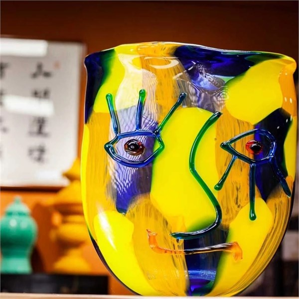 Эксклюзивная художественная ваза «Abstract Face» в стиле Мурано от студии авторского арт-стекла Viz Glass 10121 - Onlainsale HOME