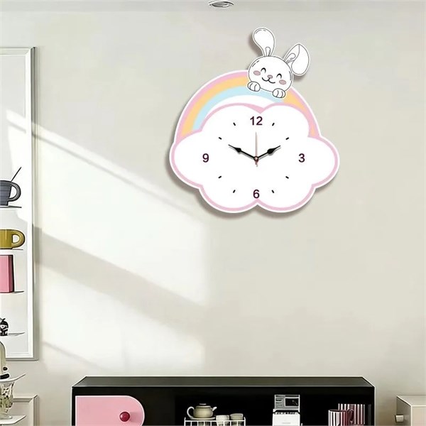 Детские настенные часы Зайка на облаке бесшумные 10158 - Onlainsale HOME