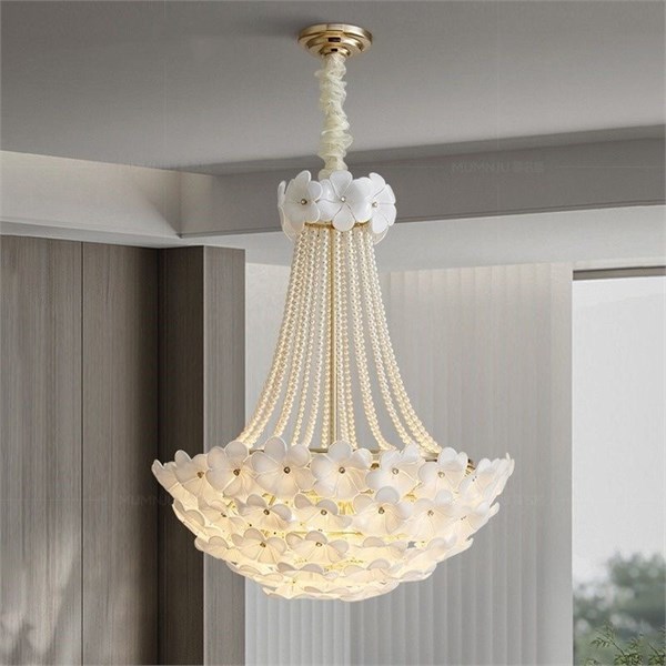 Дизайнерская хрустальная люстра с цветами Fleur Blanche 10230 - Onlainsale HOME