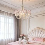 Изящная французская люстра с розовыми лепестками и жемчугом 10190 - Onlainsale HOME